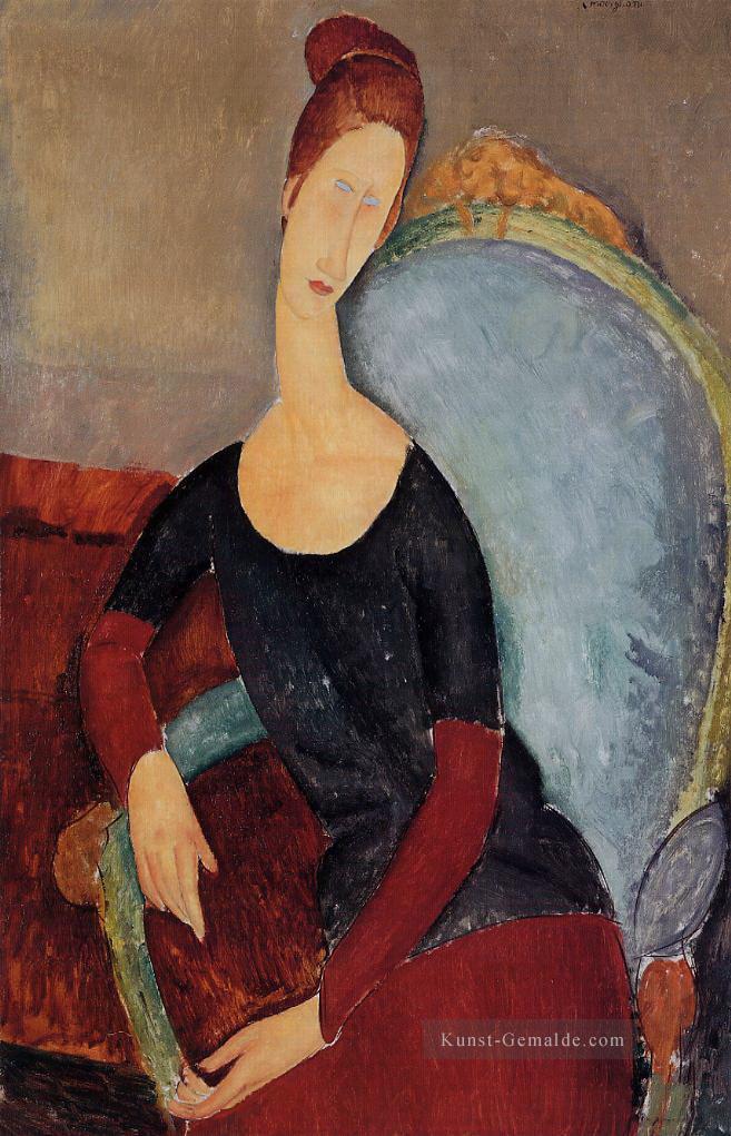Porträt von Jeanne Hébuterne in einem blauen Stuhl 1918 Amedeo Modigliani Ölgemälde